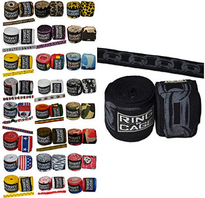 Ring to Cage Handwraps Mexican Style Stretchable- Patterned 180" Long - 23 Color Patterns - color: Chains