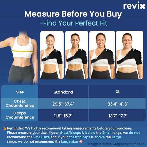 REVIX Shoulder Ice Pack Wrap for Rotator Cuff, Solid Gel Cold Sleeve - size: Standard, style: Basic