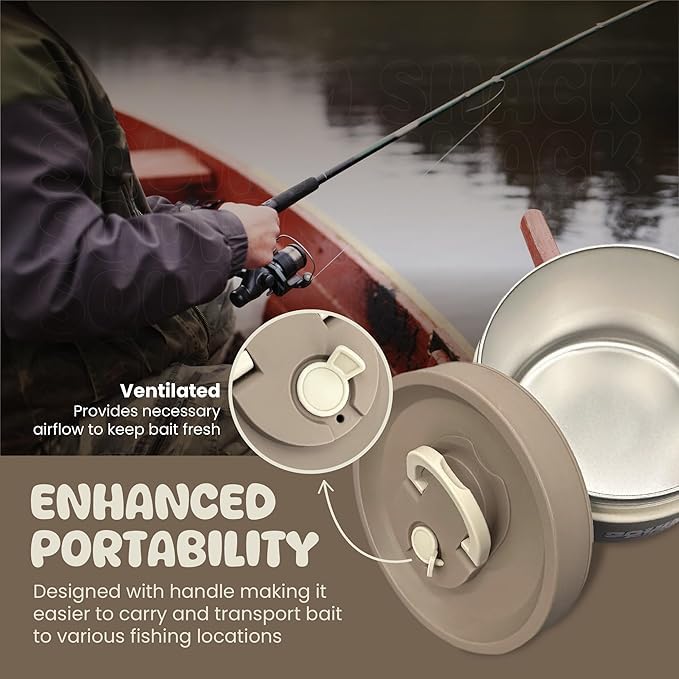 Insulated Live Bait Storage - Stainless Steel, Compact, Durable, Keeps Bait Fresh and Alive (Small) - size: Small