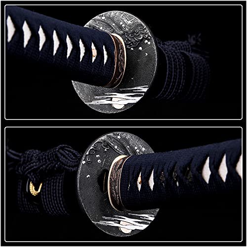Katana Handmade Full Tang Sharp, Alloy Tsuba Japanese Samurai Sword High Carbon Steel 1060,T10 1095, 40-Inch - color: Eagle