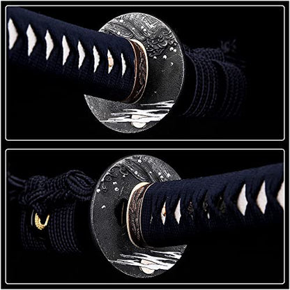 Katana Handmade Full Tang Sharp, Alloy Tsuba Japanese Samurai Sword High Carbon Steel 1060,T10 1095, 40-Inch - color: Eagle