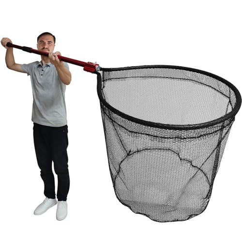 Fish Landing Net with Extendable Aluminum Telescoping Handle, Large Fishing Net for Steelhead,Catfish, Bass, Salmon, Flyfish,Trout, Flagfish, Tuna Fishing net Extend to 82 Inches - HeavyDuty