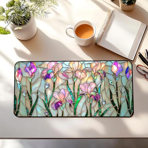 Colorful Flower Desk Mat Mouse Pad XXL, Plant Extended Large Game Mouse Pads, Desktop Mat Computer Laptop Keyboard Mat, Women's Desk Protector Mat,Desk Matt Office 31.5"X15.7"