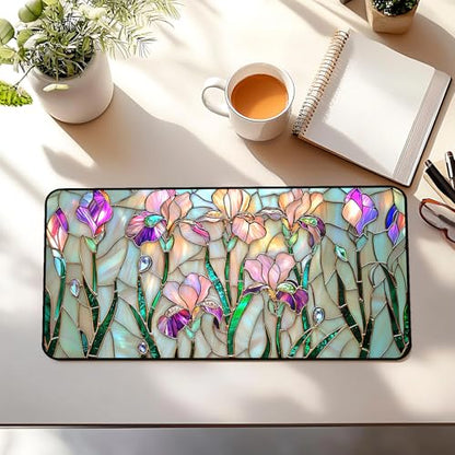 Colorful Flower Desk Mat Mouse Pad XXL, Plant Extended Large Game Mouse Pads, Desktop Mat Computer Laptop Keyboard Mat, Women's Desk Protector Mat,Desk Matt Office 31.5"X15.7"