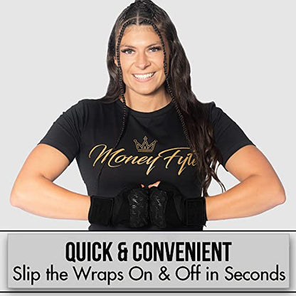 Quick Gel Boxing Wraps Under Boxing Gloves - Kickboxing MMA Muay Thai - Fist, Knuckle, Wrist Wrap Protection Inner Glove Hand Wraps - Men Women Kids - color: All Black, size: Large-X-Large