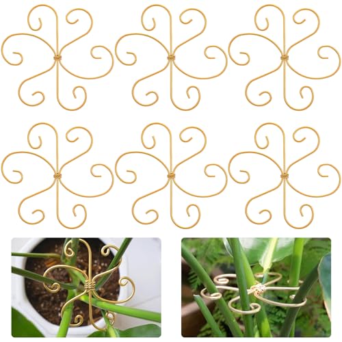 COMNICO Plant Stem Support, 6 Pcs Monstera Durable Metal Plant Holder Stakes Reusable Stem Stabilizer Turtle Shell Bamboo Clamp Set for Outdoor Indoor Plants