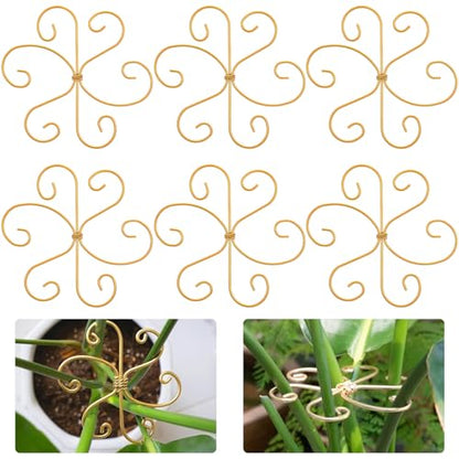 COMNICO Plant Stem Support, 6 Pcs Monstera Durable Metal Plant Holder Stakes Reusable Stem Stabilizer Turtle Shell Bamboo Clamp Set for Outdoor Indoor Plants