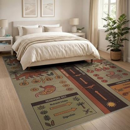8'x10' Washable Flatwoven Rug, Brown Graphic Palm Tree Stain Resistant Extra Large Carpet for Dining Room, Large Office, Lounge, Non-Slip Chair-Friendly Mat | Ref:1942880 - color: Beige/Pattern 36, size: 8' x 10' (Rectangular)