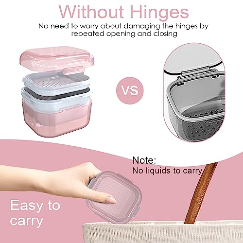ARGOMAX Denture Cup with Strainer and Tray, Pink - color: Pink Shell+white Inner Tray