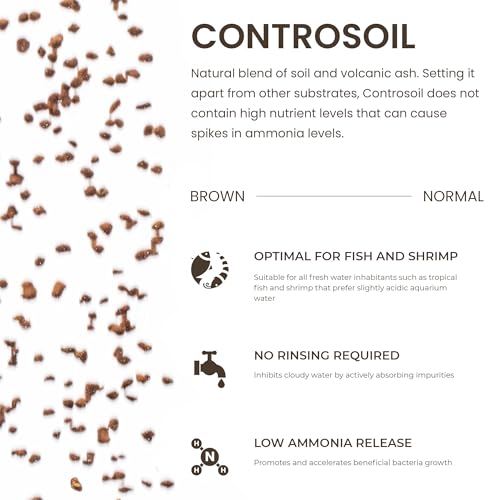 Ultum Nature Systems Controsoil - Freshwater Aqua Soil Substrate for Fish, Shrimp, Live Plant Propagation and Aquascaping - 6.8pH Low Ammonia, Volcanic Ash - Brown, Normal (3 Liter)