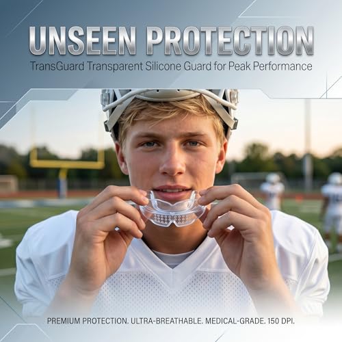 IPAME Mouth Guard for Sports - Silicone Upper & Lower Teeth Protection - Football, Lacrosse, Hockey, Baseball - Fit for Youth and Teens (Transparent)