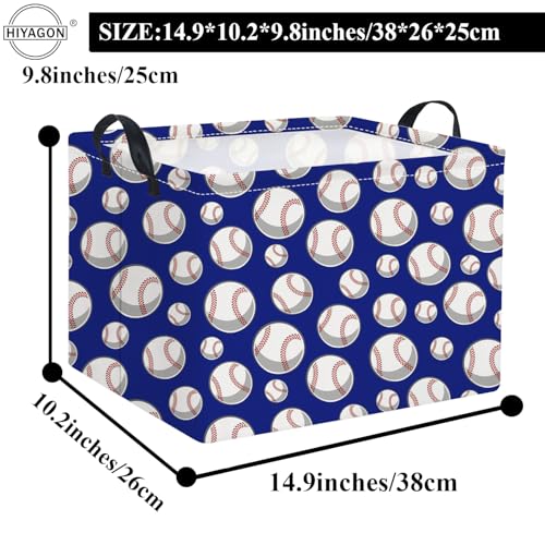 Rectangular Baseball Toy Storage Bin Organizer Box - Kids Gift Basket (Blue Baseball) - color: Blue Baseball