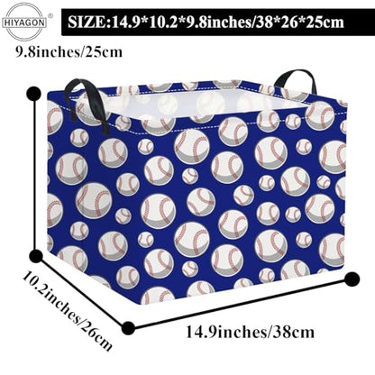 Rectangular Baseball Toy Storage Bin Organizer Box - Kids Gift Basket (Blue Baseball) - color: Blue Baseball