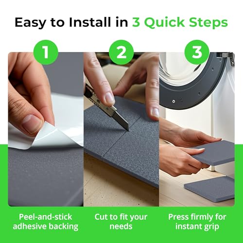 XCEL Set of 8 Gray Multi-Purpose Anti-Vibration Pads with Self Adhesive – Protection for Furniture & Appliances – Closed Cell Foam Rubber Pad, 6” x 6” x ¼” - color: Grey, size: 6" x 6" x 1/4"