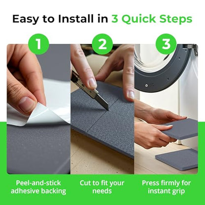 XCEL Set of 8 Gray Multi-Purpose Anti-Vibration Pads with Self Adhesive – Protection for Furniture & Appliances – Closed Cell Foam Rubber Pad, 6” x 6” x ¼” - color: Grey, size: 6" x 6" x 1/4"