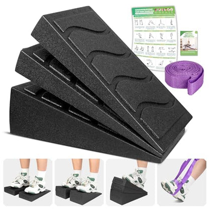 ODCPN Squat Wedge Block, 5 Adjustable Angles Slant Board for Calf Stretching with Stretching Strap & Poster, 520 LBS Heel Elevated Squat Wedge Capacity for Yoga, Ankle Physical Therapy & Mobility