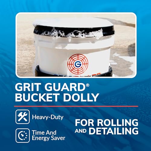 Grit Guard Bucket Dolly with Wheels - Rolling Detailing Wash Bucket with 5 Wheels and 2 Locking Casters Compatible with 2.5, 4, 5 and 6 Gallon Buckets (Black, 3" Red Casters) - Made in the USA - color: Black, size: 3" Red Casters