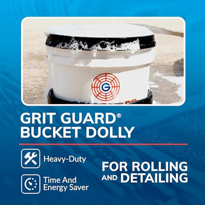 Grit Guard Bucket Dolly with Wheels - Rolling Detailing Wash Bucket with 5 Wheels and 2 Locking Casters Compatible with 2.5, 4, 5 and 6 Gallon Buckets (Black, 3" Red Casters) - Made in the USA - color: Black, size: 3" Red Casters