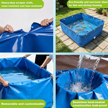 Water Storage Bag, Large Aquaculture Fish Pond, Above-Ground Canvas Fish Pond Reservoir 3×3×0.8m 3×3×1.2 m, for Fish & Shrimp Farming, Portable Swimming Pool(3x3x0.8m)