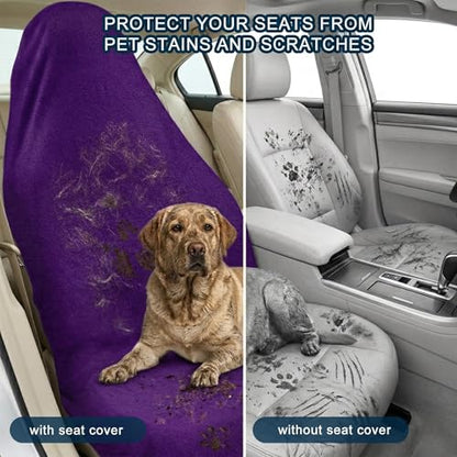 Car Seat Towel Cover, Universal Front Seat Protector for Cars, SUVs and Trucks, Sweat Towel Car Seat Cover for Gym, Yoga, Swimming, Pets and Family Travel, Profound Purple, 2 Pack - color: Profound Purple