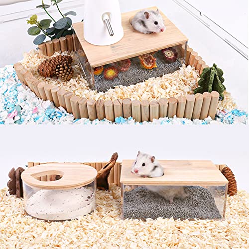 Hamster Sand Bath Box Transparent Acrylic Small Animals Shower Bathtub Guinea Pigs Digging Sand Container Cage Accessories for Lemmings Gerbil Mice Hedgehog Chinchilla (Rectangle) - size: Large - Rectangle