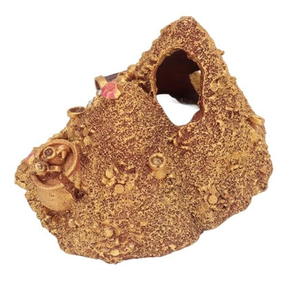 Resin Gold Treasure Mountain Decoration Hollow Design Hideouts Underwater Landscape Mountain Shape Aquarium Ornament