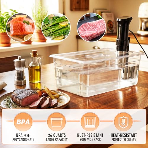 Sous Vide Container 26 Quart With Lid,BPA Free Complete Accessories For Anova and Most Sous Vide Cookers,Anova Container Kit - color: Large Sous Vide Container-without accessories