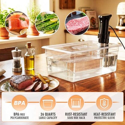 Sous Vide Container 26 Quart With Lid,BPA Free Complete Accessories For Anova and Most Sous Vide Cookers,Anova Container Kit - color: Large Sous Vide Container-without accessories