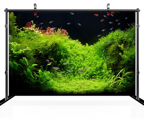 10x8ft Fish Tank Backdrop Aquarium Underwater Grass Leaves Aquatic Plant River Bed Lake Fish Background Diving Holiday Fishing Party Decoration Photo Props Wallpaper - size: 10x8FT