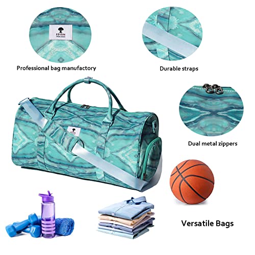 Original Floral Water Resistant Duffel Bag Gym bag Weekender Travel Bag for Gym Beach Travel Daily Bags - color: [Q]Teal Jade