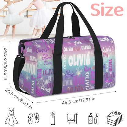 Custom Dance Bag with Name for Travel, Purple Blue Galaxy Background - color: Purple Blue