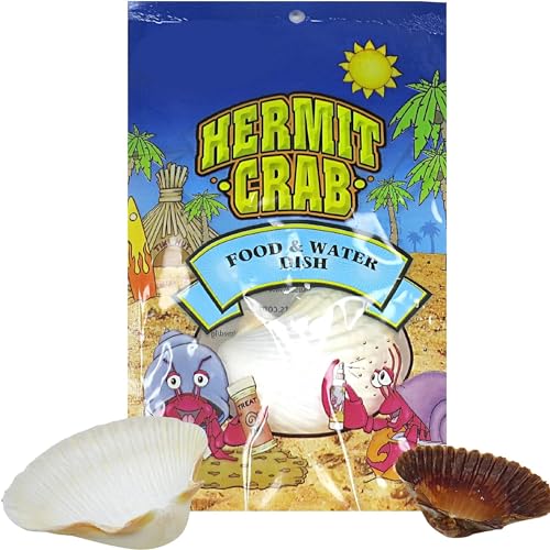 Needzo Hermit Crab Food and Water Shell Dishes, Habitat Tank Supplies for Pets, 3.75 x 2.25 Inches (Pack of 2)