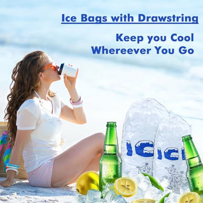 150 Pack Ice Bags with Drawstring Ice Bags for Ice Machine Thick Plastic Bags for Ice Reusable Ice Storage Bags Portable Heavy-Duty Ice Cub Bags for Freezer, 5+10LB - style: 5 lb + 10 lb
