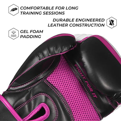 Sanabul Essential Gel Boxing Gloves for Men & Women, Kickboxing MMA, Muay Thai Gloves and Heavy Bag Training Punching & Sparring - color: Black/Pink, size: 8 oz