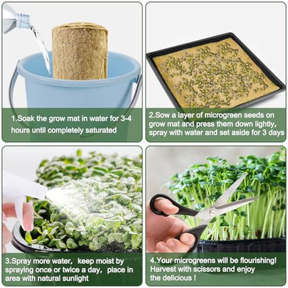 1Roll 10" X 236" Microgreen Growing Mat Hemp Fiber Grow Mats Microgreens Growing Kit Jute Hydroponic Pads Indoor Organic Production for Microgreen Starter Tray Wheatgrass Sprouts - size: 1 Roll 10" X 236"