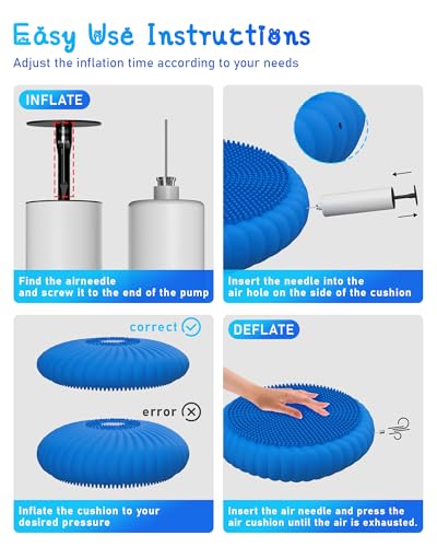 Wobble Cushion with Inflation Pump - Wiggle Seat Balance Disc - color: Blue