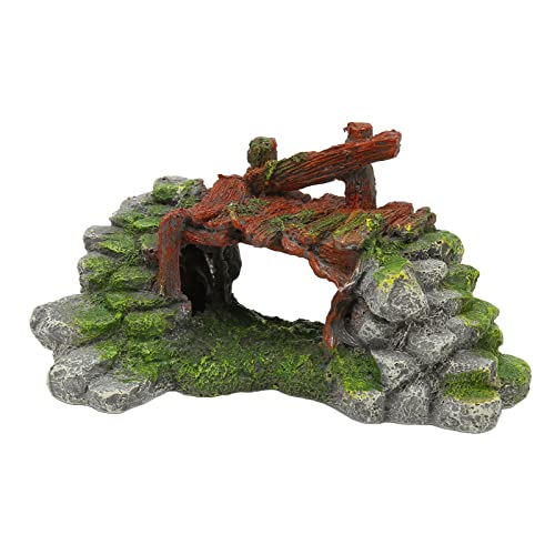 Fish Tank Arch Bridge Decoration Resin Hand Painted Space Saving Aquarium Decor for Fresh Salt Water Fish Tank 18x10x9cm