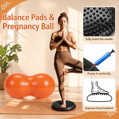 2 Pcs Peanut Ball and Wobble Cushion with Pump Set - color: Black