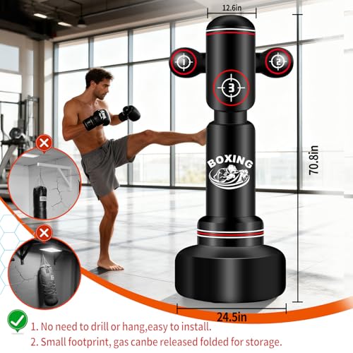 Punching Bag for Adults Teens, Standing Boxing Bag, Men Standing Kickboxing Bag, Suitable for MMA Dummy Karate Home Gym Training Equipment - color: Red and White