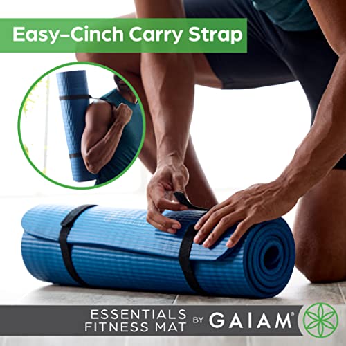 Gaiam Thick Yoga Mat, Exercise & Fitness Mat with Easy-Cinch Carrying Strap - color: French Rose, size: 2/5" (10MM)