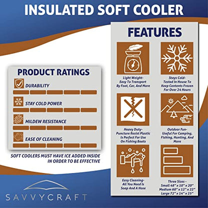 Savvycraft Waterproof Leakproof Insulated Fish Kill Bag, Heavy Duty Soft Fish Storage Bag with Easy Grip Handles, White 48" L x 10" W x 20" H - style: Flat Bottom: 48"l X 10"w X 20"h