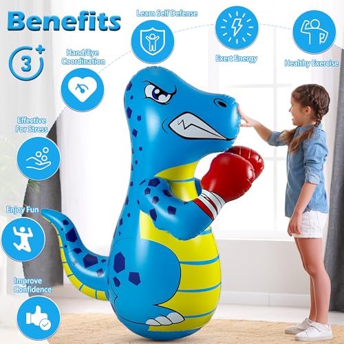 Punching Bag for Kids with Pump, 47 Inch Kids Punching Bags 3-8