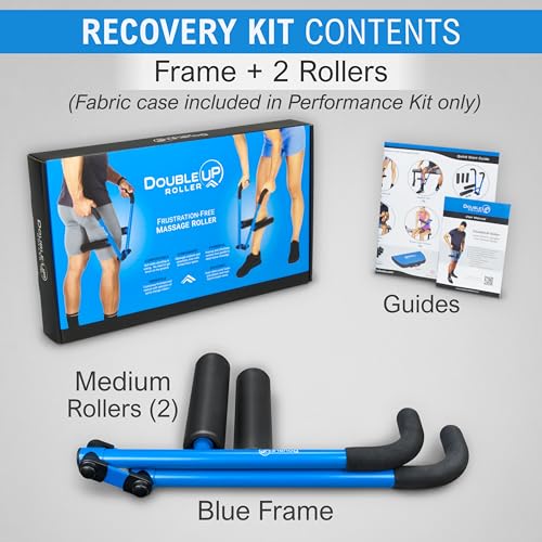 DoubleUP Roller D2 Leg & Arm Massager, Metal Frame + 2 Rollers, Blue - color: Blue