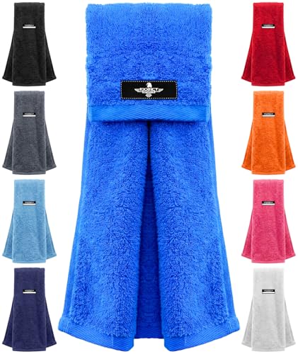 Blue Football Towel with Hook & Loop Fastener (Royal Blue) | Quarterback QB Sports Towel Football to Clean Hands, Visor and Gloves - Highly Absorbent, Quick Dry - color: Royal Blue