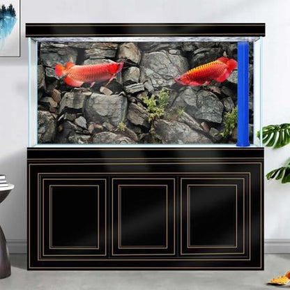 72X24IN Stone Aquarium Background, Rock Fish Tank Background, Natural Rocky Glass Terrarium Background with 8 EVA Double-Sided Tape