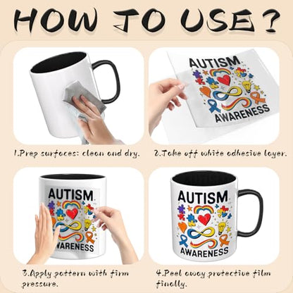 UV DTF Cup Wrap Transfer Stickers, 2 Sheets Autism Quotes Rub On Transfers for Tumblers Glass Cups Mugs Water Bottles - style: Autism Quotes