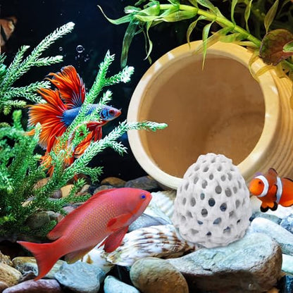 Shrimp Dome Hide with Suction Cup - Ideal Aquarium Ornament for Shrimp, Guppy & Betta Fish Hiding and Resting White