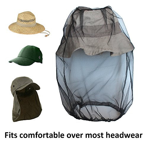 Mosquito Head Mesh Nets Gnat Face Netting for No See Ums Insects Bugs Gnats Biting Midges from Any Outdoor Activities, Works Over Most Hats Comes with Free Stock Pouches (3pcs, Grey) - color: Gray