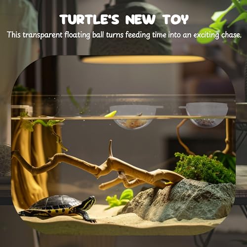 Turtle Toys for Aquatic Turtle Tank Accessories, Turtle Brush with Suction Cup, 4 Turtle Toy Balls Turtle Aquarium Accessories, Turtle Accessories for Tank