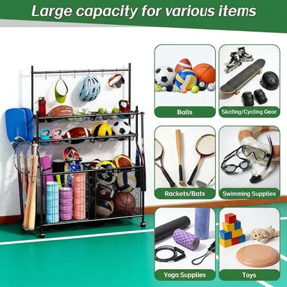 Garage Sports Equipment Organizer, Ball Storage Rack Large - size: Large